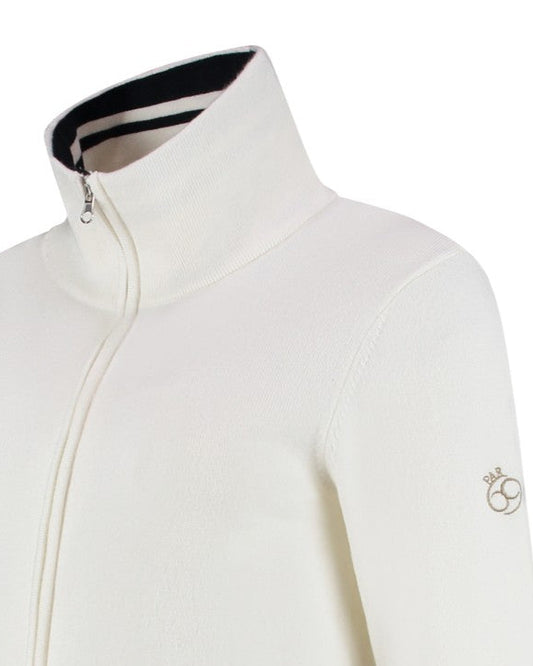 White jacket with a brand logo on a white background