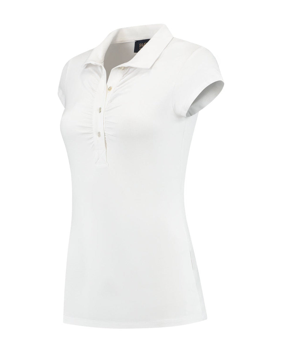 White sleeveless polo shirt on a white background